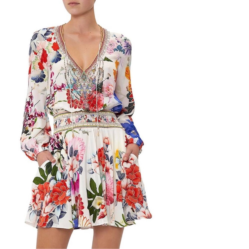 Camilla Shirred Relaxed Short Dress Memories Of A Garden Small